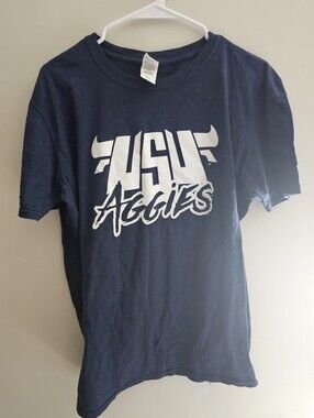 Gildan Navy Blue Tee with White Aggies Print